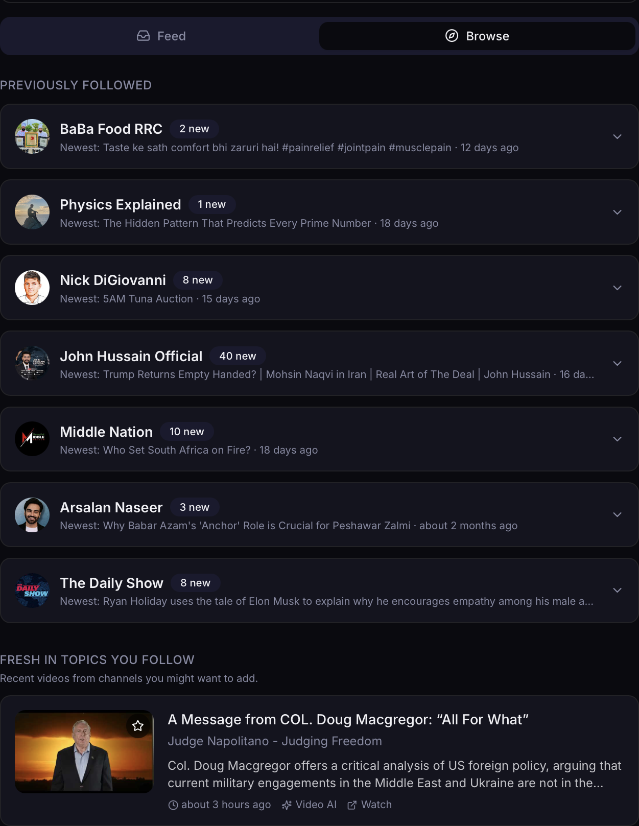 Browse content